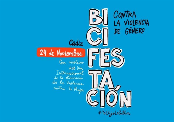 Cartel de la bicifestación convocada en Cádiz por el Día contra la Violencia de Género.