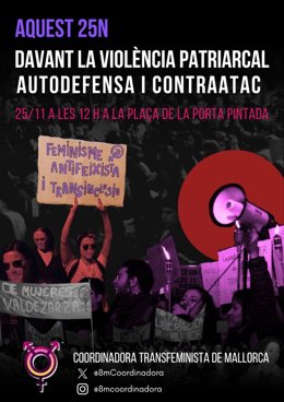 Convocatoria de la Coordinadora Transfeminista de Mallorca para el 25N.