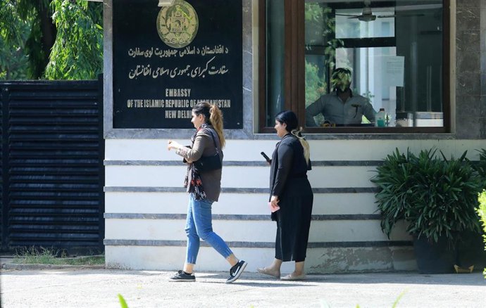 Archivo - Embajada de Afganistán en Nueva Delhi, India