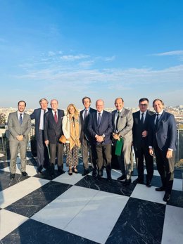 David Galán, Jorge Villavechia, Juan Peláez, Cristina Valls-Taberner, Joaquín Güell, Enrique Lacalle, Félix Revuelta, Alberto Valls y Antonio Gámiz en la primera reunión del Consejo Asesor del club en Madrid