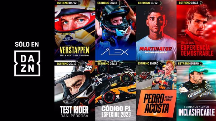 Fernando Alonso, Jorge Martín y Carlos Sainz, entre los protagonistas de los ocho nuevos documentales de DAZN