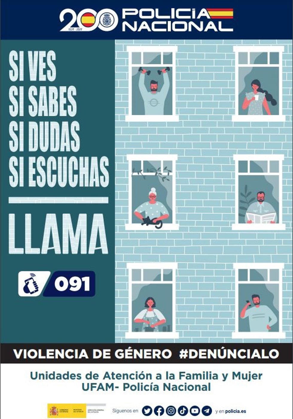 Cartel informativo de las Unidades de Atención a la Familia y Mujer de la Policía Nacional.