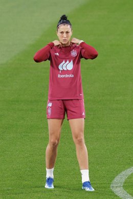 Archivo - Jennifer Hermoso gestures during the training day of Spain Women Team at Ciudad del Futbol on October 23, 2023, in Las Rozas, Madrid, Spain.