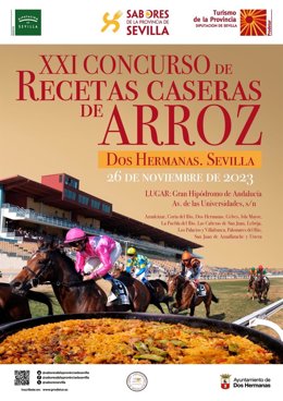 Cartel del concurso de recetas caseras de arroz en el hipódromo de Dos Hermanas, en Sevilla.