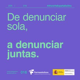 El Consejo General de Colegios Farmacéuticos (CGCF) se suma a la campaña 'Ahora ya España es otra', desarrollada por el Ministerio de Igualdad con motivo del Día Mundial de la Violencia de Género, que se conmemora este 25 de noviembre