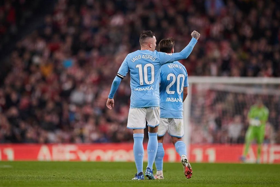 Iago Aspas, jugador del RC Celta, celebrando un gol ante el Athletic.