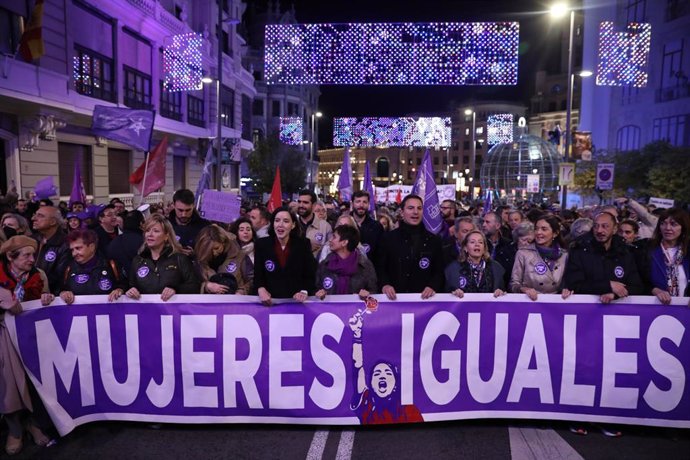 Archivo - Manifiestación del Foro de Madrid por el 25 de noviembre, Día Internacional de la Eliminación de la Violencia sobre la Mujer.