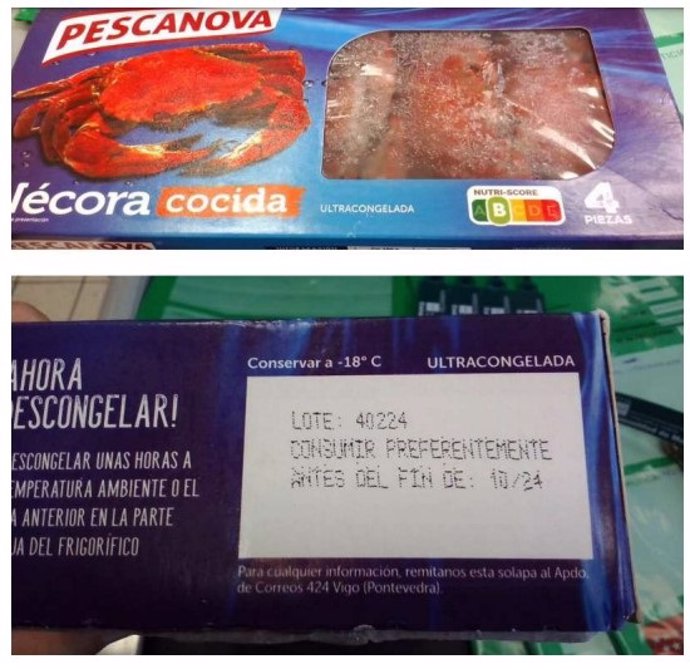 Consumo alerta de la presencia de 'Salmonella' en un lote de nécoras cocidas congeladas de la marca Pescanova
