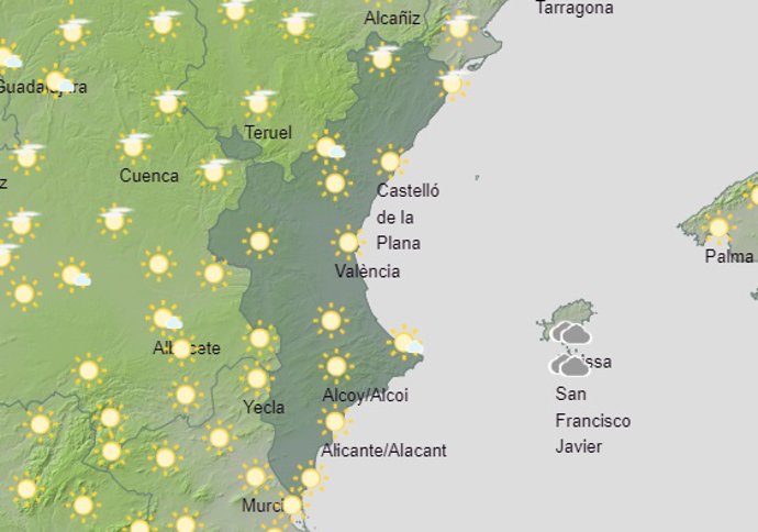 Predicción del tiempo para este sábado 25 de noviembre de 2023 en la Comunitat Valenciana