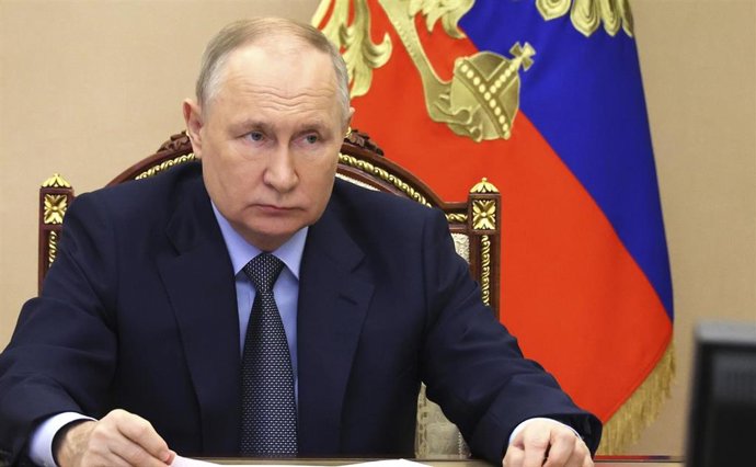 November 22, 2023, Moscow, Moscow Oblast, Russia: Russian President Vladimir Putin chairs a meeting with members of the government, via a video conference from the Kremlin, November 22, 2023 in Moscow, Russia.