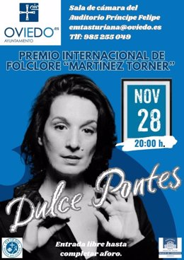 Cartel de la entrega del Premio Internacional de Folclore Martínez Torner a Dulce Pontes