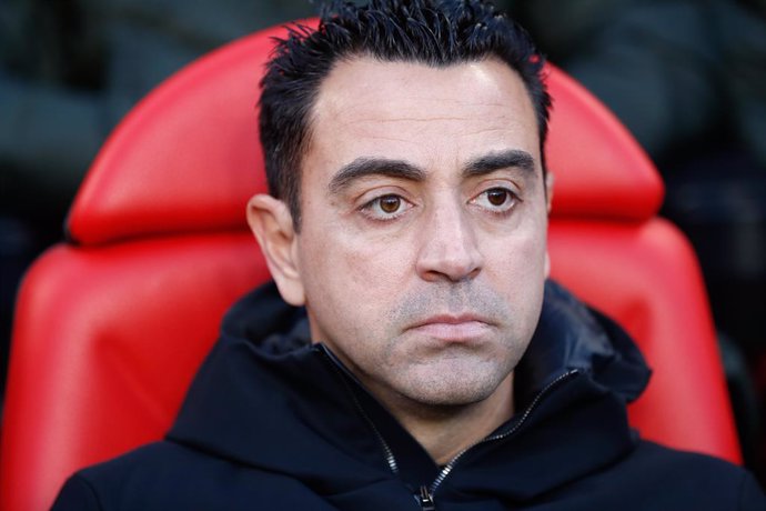 Xavi Hernandez, head coach of FC Barcelona, looks on during the Spanish League, LaLiga EA Sports, football match played between Rayo Vallecano and FC Barcelona at Estadio de Vallecas on November 25, 2023, in Madrid, Spain.