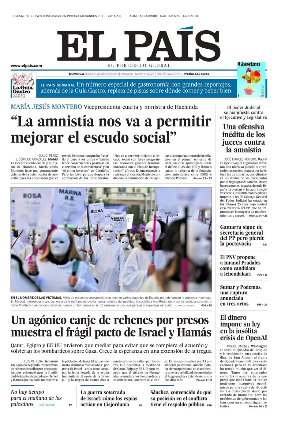 Portada de El País.