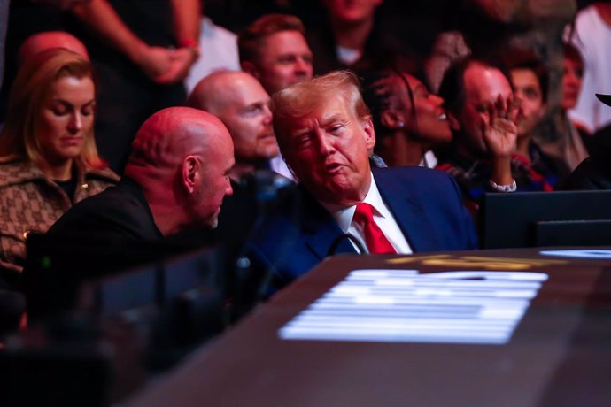 November 11, 2023, New York City, NY, USA: Former U.S. President Donald Trump is seen during the UFC 295 event at Madison Square Garden on November 11, 2023 in New York City.