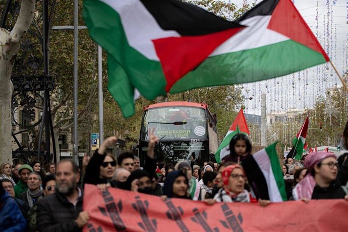 Manifestación en apoyo a Palestina en Barcelona