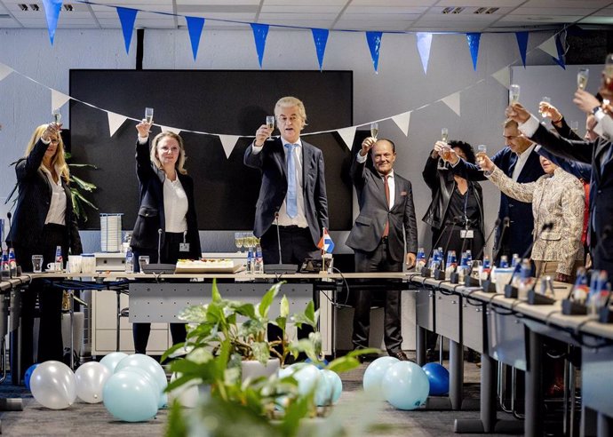 Celebraciones de Geert Wilders tras los buenos resultados electorales en Países Bajos