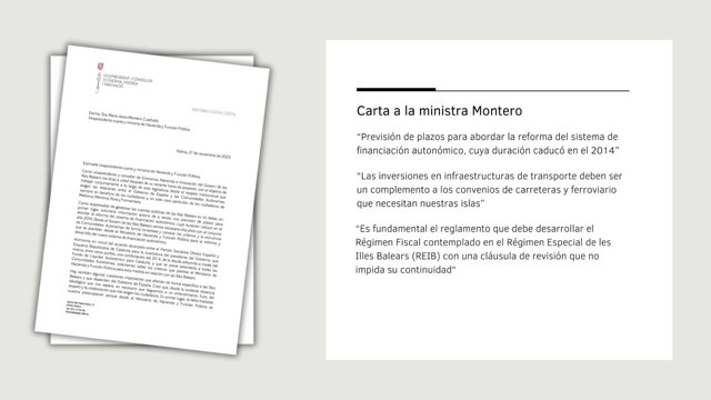 Carta enviada por el vicepresidente del Govern a ministros del Gobierno central.