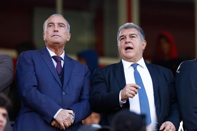 Joan Laporta, President of FC Barcelona, is seen during the Spanish League, LaLiga EA Sports, football match played between Rayo Vallecano and FC Barcelona at Estadio de Vallecas on November 25, 2023, in Madrid, Spain.