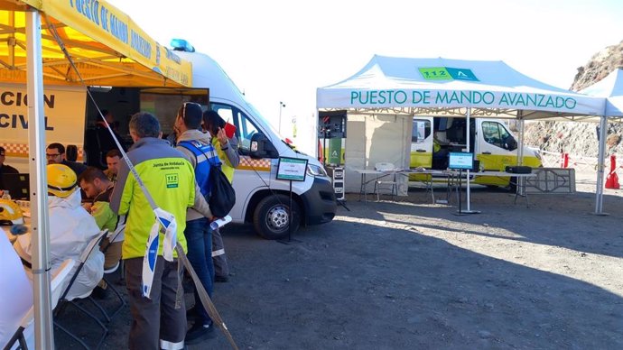 Puesto de mando del simulacro en Cuevas del Almanzora (Almería)