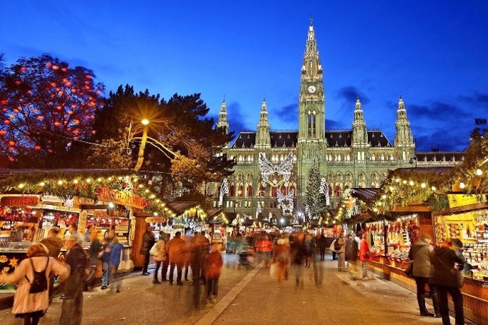 Mercadillo navideño de Viena (Austria).