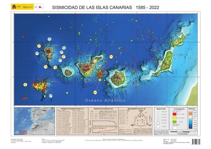 Mapa de sismicidad en Canarias