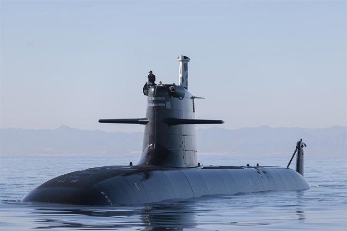 Vista del submarino Isaac Peral (S-81), a 17 de noviembre de 2023, en Navantia, Cartagena, Murcia (España). El Isaac Peral (S-81) es un submarino de la clase S-80 perteneciente a la Armada Española, construido por Navantia en Cartagena y el cuarto subma