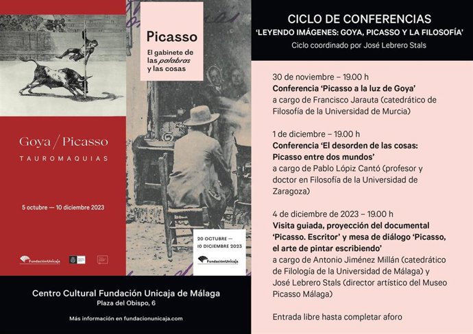 Fundación Bancaria Unicaja organiza un ciclo de conferencias sobre el papel de Goya y Picasso desde la filosofía.