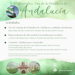 Cartel de las actividades programada para este 4 de diciembre, Día de la Bandera de Andalucía.