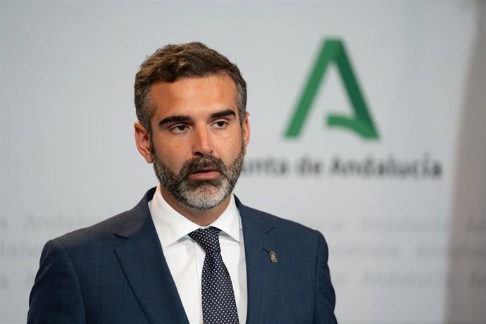 El consejero de Sostenibilidad, Medio Ambiente y Economía Azul de la Junta de Andalucía y portavoz del gobierno, Ramón Fernández-Pacheco  durante la rueda de prensa tras el Consejo de Gobierno andaluz en el Palacio de San Telmo, a 28 de de 2 noviembre d