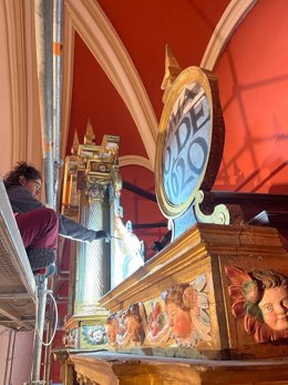 Concluye la restauración del retablo renacentista de la iglesia de San Gil, de Molina de Aragón.