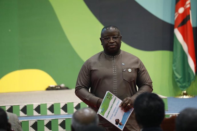 Archivo - September 6, 2023, Nairobi, Kenya: Sierra Leonean president, Julius Maada Bio seen during day three of the Africa Climate Summit at the Kenyatta International Conference Centre in Nairobi.