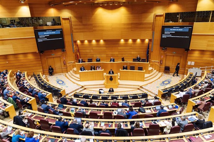 Vista general de una sesión plenaria, en el Senado, a 14 de noviembre de 2023, en Madrid (España). La Comisión de Reglamento del Senado ha avalado la reforma propuesta por el PP para dilatar hasta dos meses la tramitación de la proposición de ley de amnis