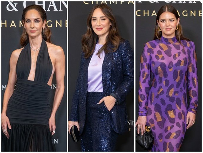 Eugenia Silva, Tamara Falcó e Isabelle Junot en el cocktail navideño de Mot & Chandon