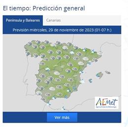 Precisión meteorología para este miércoles, 29 de noviembre.