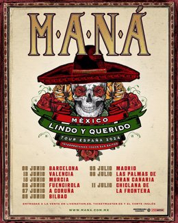 Cartell de la gira espanyola de Maná el 2024