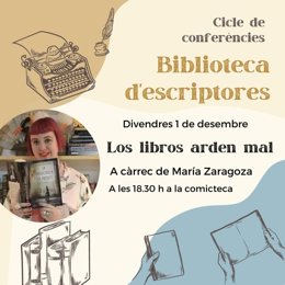 Cartel del ciclo de conferencias con la escritora María Zaragoza.