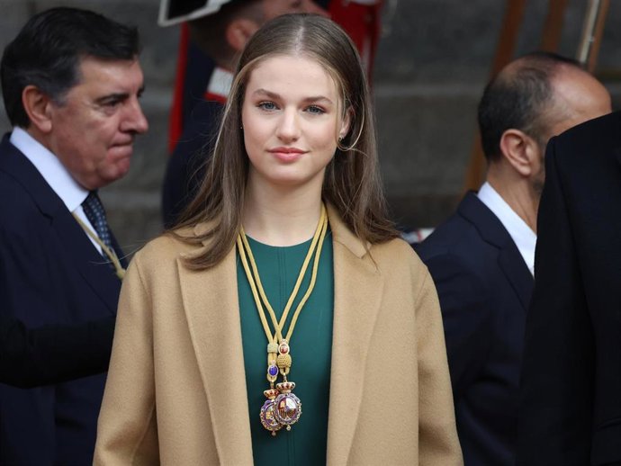 La Princesa Leonor a su llegada al Congreso de los Diputados este miércoles para presidir junto a sus padres la ceremonia de apertura de la XV Legislatura
