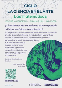Imagen del cartel de la sesión sobre las matemáticas del ciclo 'La ciencia en el arte' de Cendeac