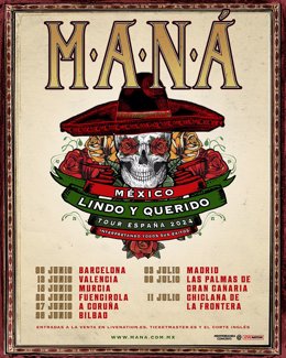 Cartel de la gira española de Maná en 2024