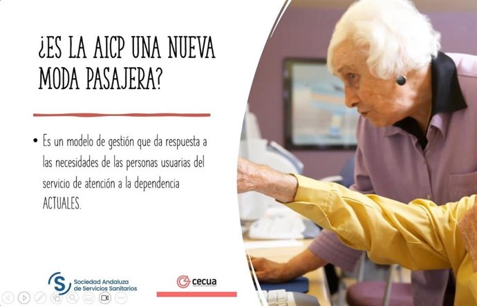 Cartel anunciador del webinar sobre la temática de la Atención Integral Centrada en la Persona (AICP) de Cecua.