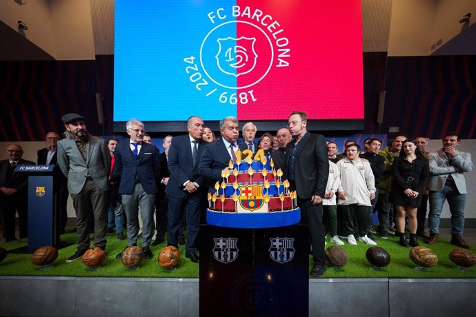 Celebración del 124 aniversario del FC Barcelona, con su presidente, Joan Laporta, al frente. En el Auditori 1899 del Spotify Camp Nou