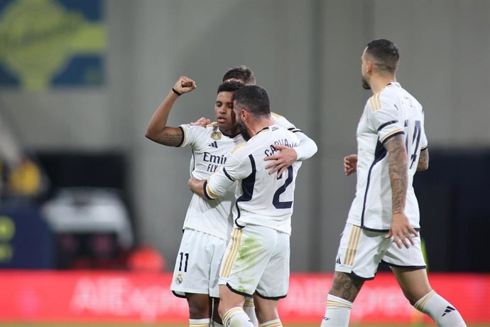 Rodrygo Goes of Real Madrid celebrates a goal during the Spanish league, La Liga EA Sports, football match played between Cadiz CF and Real Madrid at Nuevo Mirandilla stadium on November 26, 2023, in Cadiz, Spain.