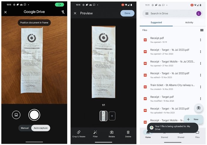Escáner de Drive en la app de Android