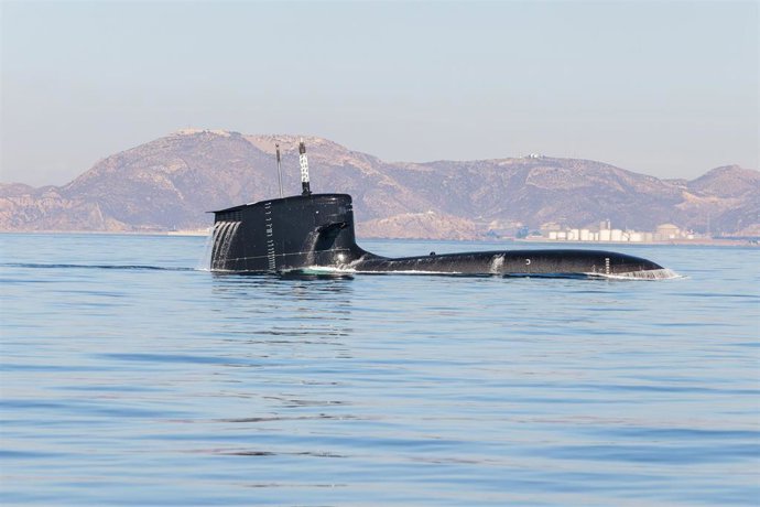 Vista del submarino Isaac Peral (S-81), a 17 de noviembre de 2023, en Navantia, Cartagena, Murcia (España). 