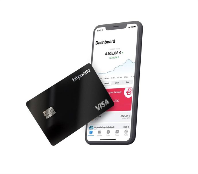 Archivo - Tarjeta de débito Bitpanda en asociación con Visa.