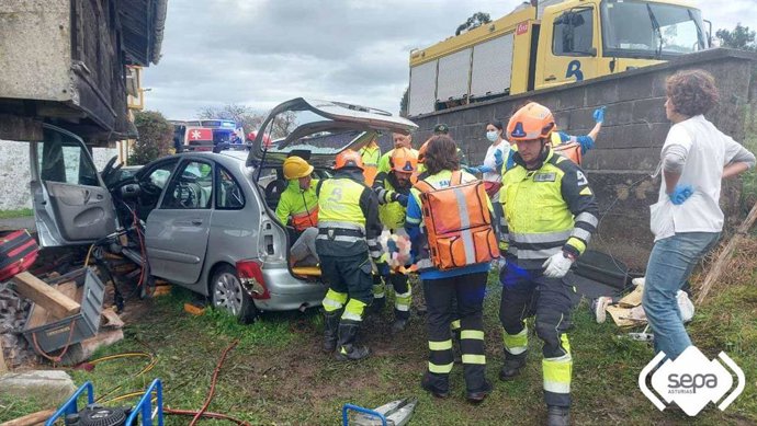 Imagen del accidente en Villaviciosa.