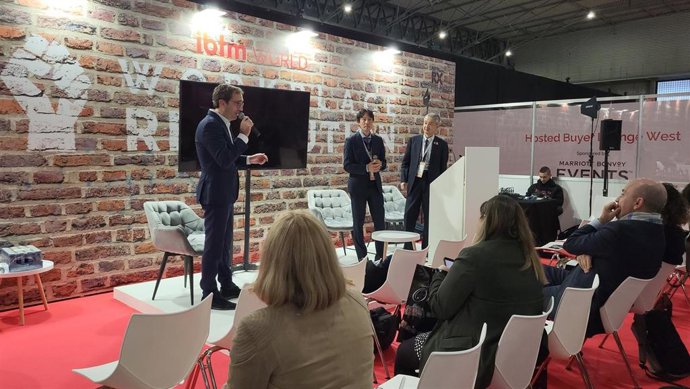 El director de la ACT, Narcís Ferrer, en su intervención en el IBTM World, celebrado en el recinto de Gran Vía de Fira de Barcelona entre este martes y jueves