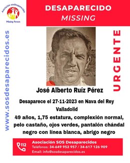 Foto del hombre desaparecido al que se busca desde este lunes en Valladolid