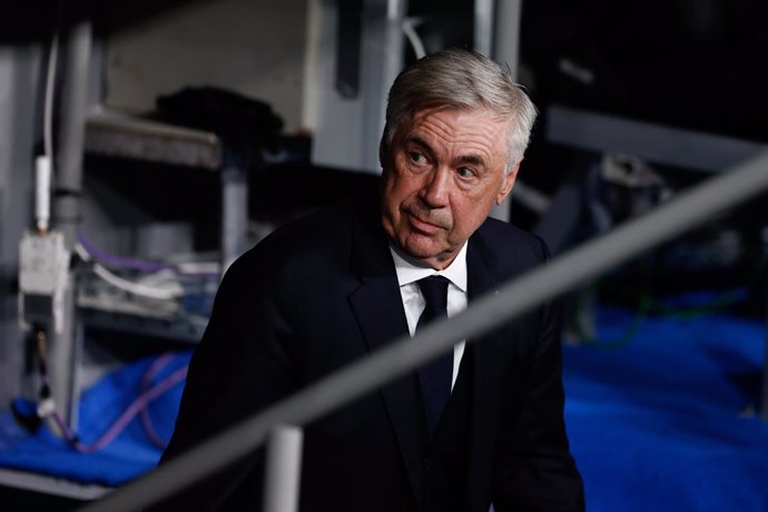 Carlo Ancelotti, head coach of Real Madrid, looks on during the UEFA Champions League, Group C, football match played between Real Madrid and SSC Napoli at Santiago Bernabeu stadium on November 29, 2023, in Madrid, Spain.