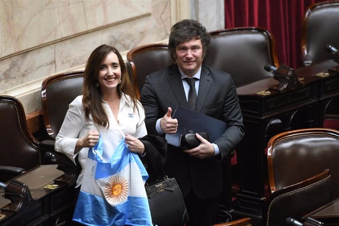 El presidente electo de Argentina, Javier Milei, y su 'número dos', Victoria Villarruel 